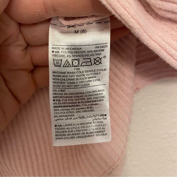 Old Navy pale pink cozy ribbed knit long sleeve Pullover Sweater Twisted Hem M 8 - Picture 5 of 6